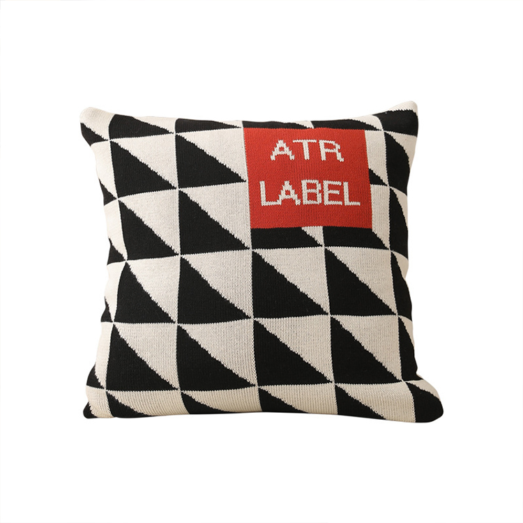 Living Room Sofa Cushion Cover Knitted Jacquard House Window Pattern Cotton Thread Pillowcase