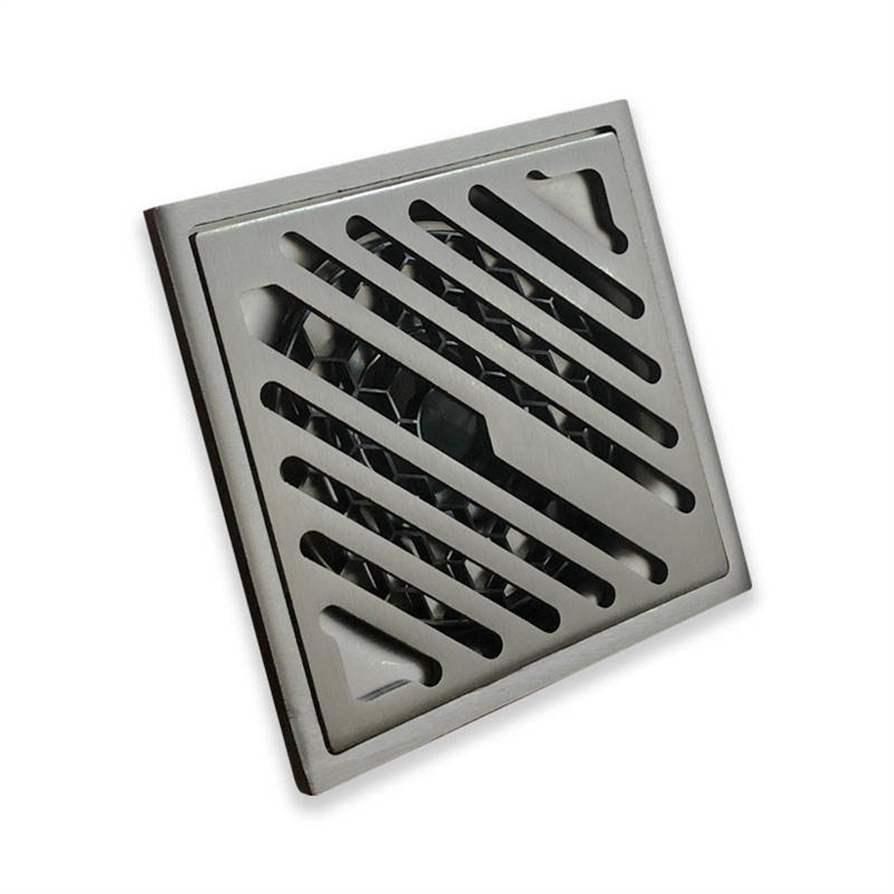 Modern Gray Bathroom Shower Floor Drain: 4 Inch Square Deodorant, 304 Stainless Steel, Electroplated Surface Treatment