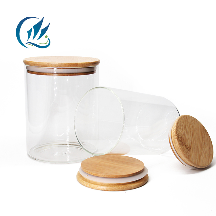 Bamboo Lids Borosilicate Glass Jars Airtight Canister High Borosilicate Glass Jar for Storage