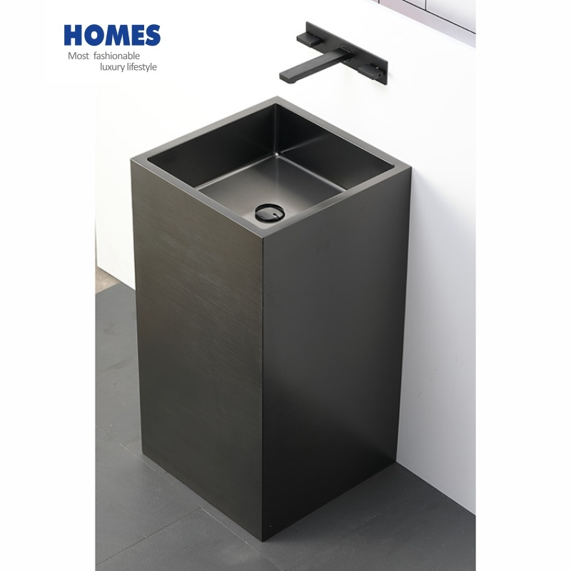 Round Shaped Black Color Bathroom Concrete Vessel Sink Counter Top Wash Basin