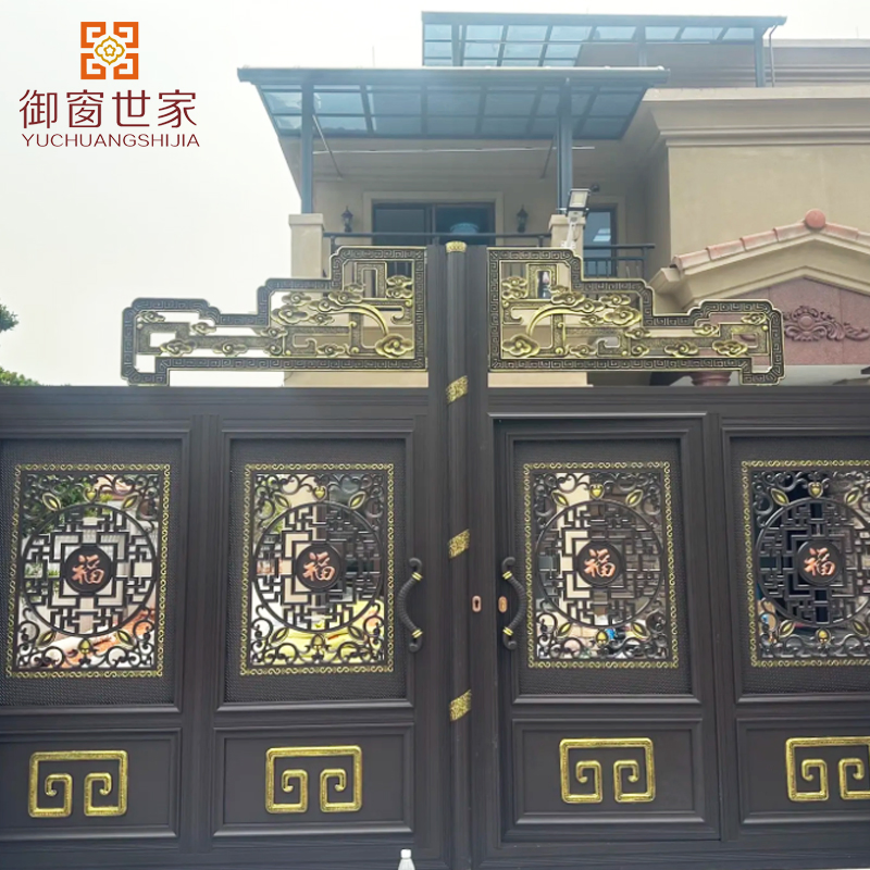 Decorative Driveway Automatic Sliding Swing Privacy Fence Powder Coated Aluminum Main Gate