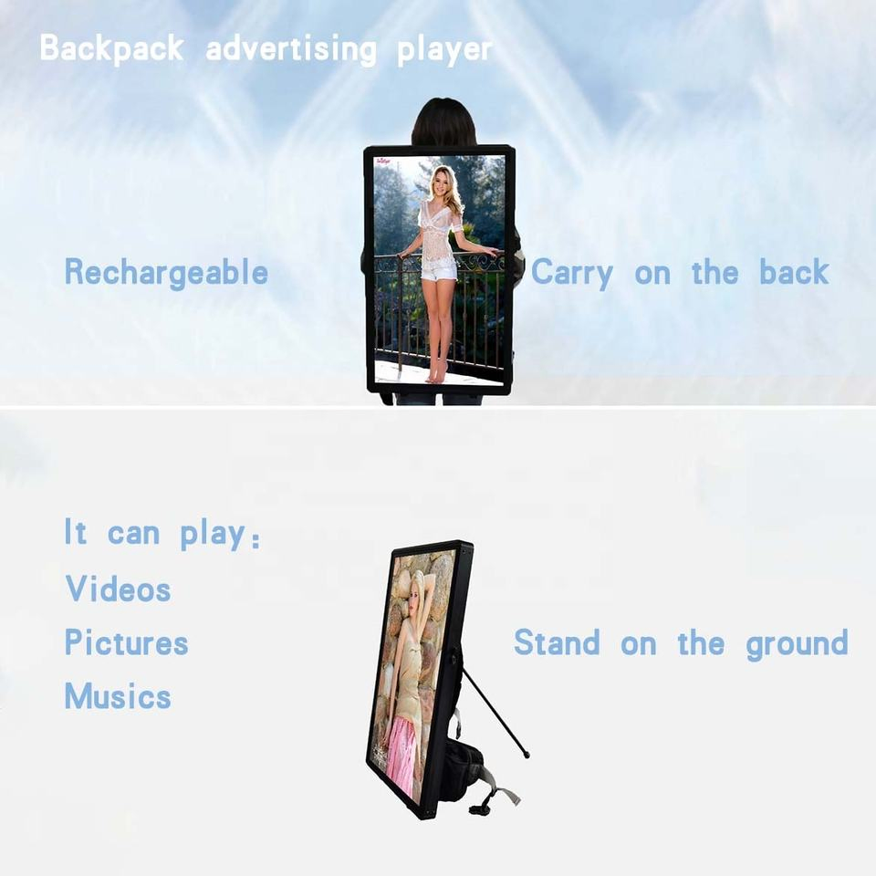 22 27 Inch Portable TV Screen Vertical LCD Display Backpack Advertisement Player Machine with Rechargeable Battery Power
