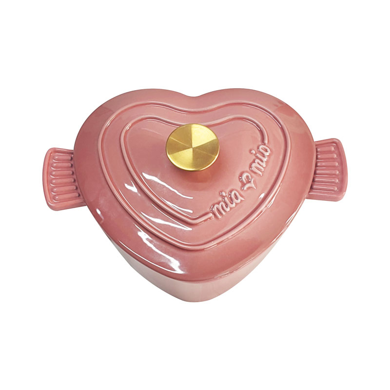18cm Enamel Cast Iron Cooking Pot Heart Shape New Design Dutch Oven French Pot Cooking Casserole Cast Iron Cookware