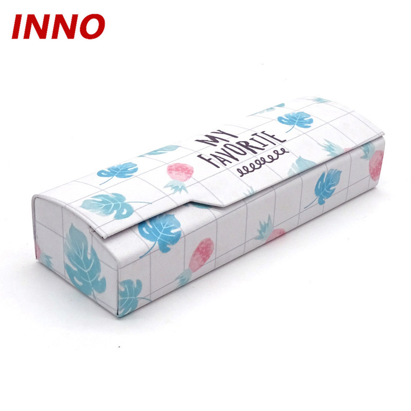 Inno T158 Factory Direct Supplying Wood Pattern PU Leather Handmade Hard Eyewear Case; Free Custom Logo