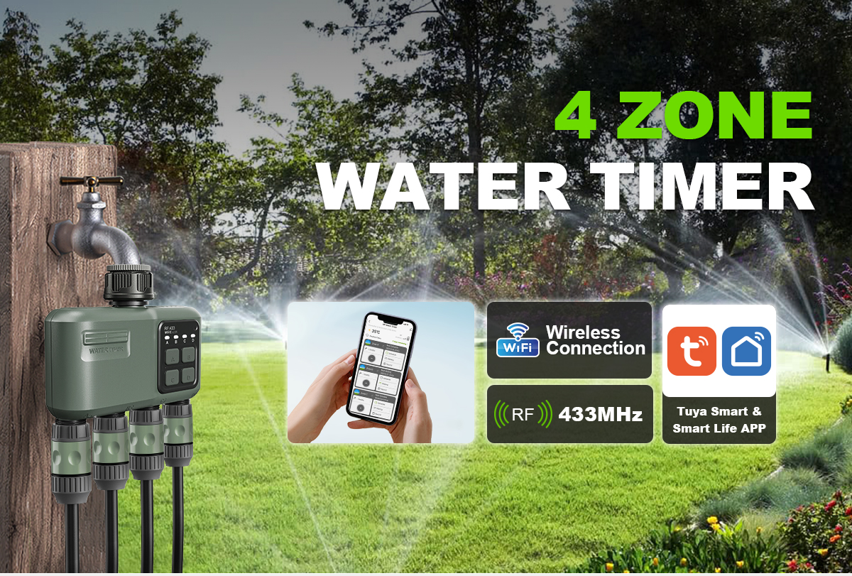 Smart WiFi Water Timer for Garden Hose - 4 Zone Control System Hct-639-HCG-003
