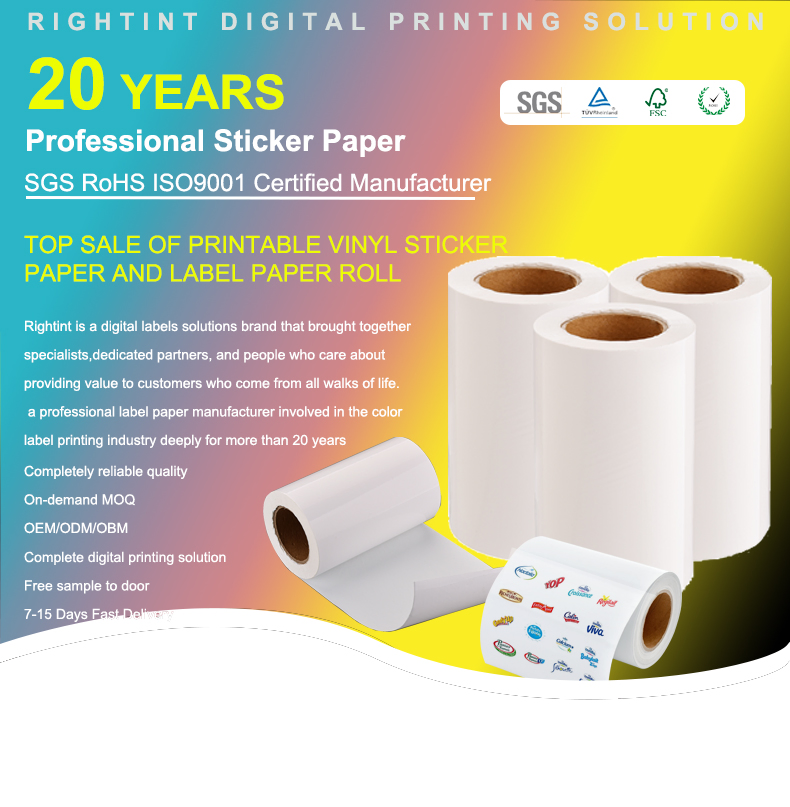 New Rightint Transparent Carton OEM Shanghai Label Film Gloss CT Waterproof Paper Sticker