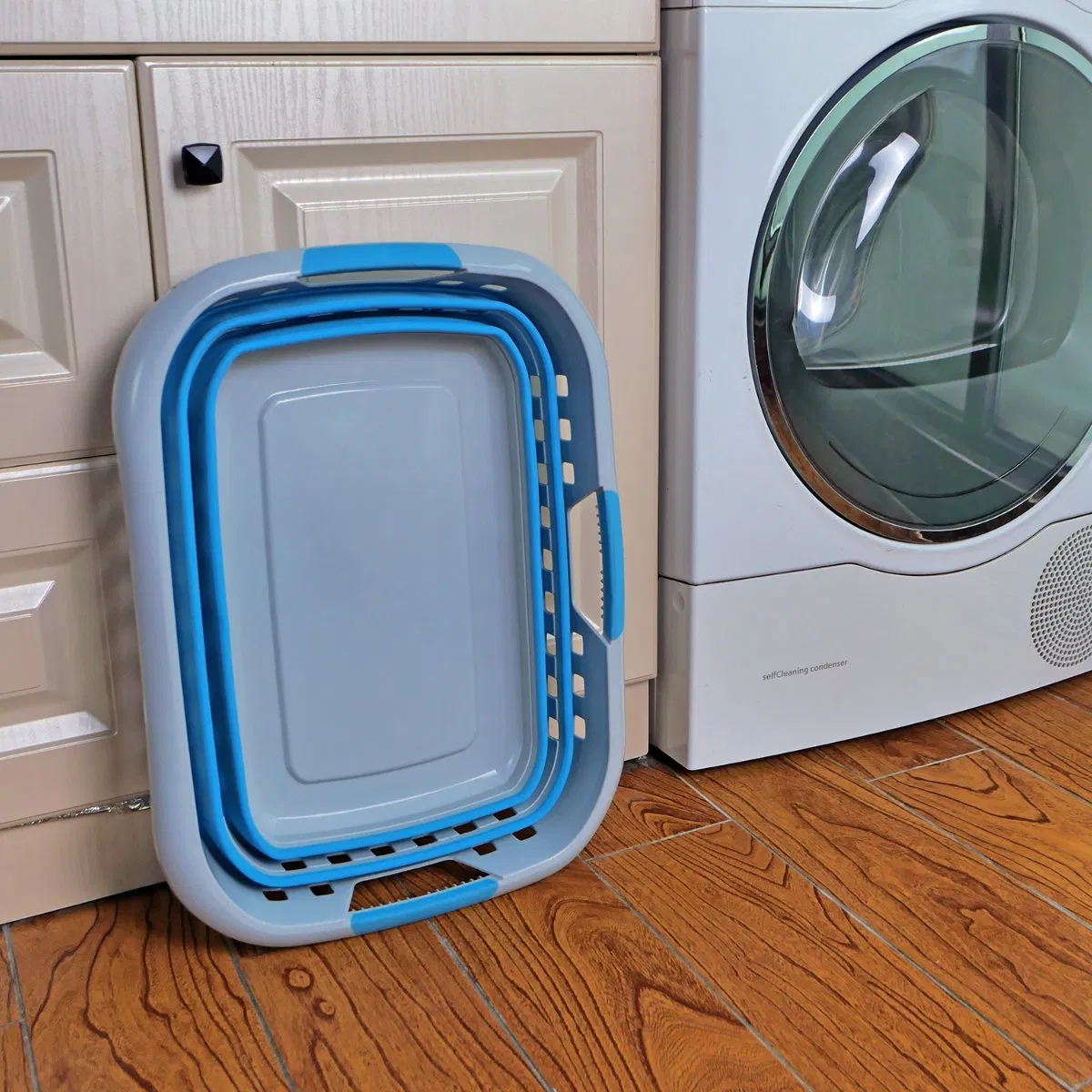40L Blue Hot Washing Tub Selling Large Capacity Collapsible Storge Basket Plastic