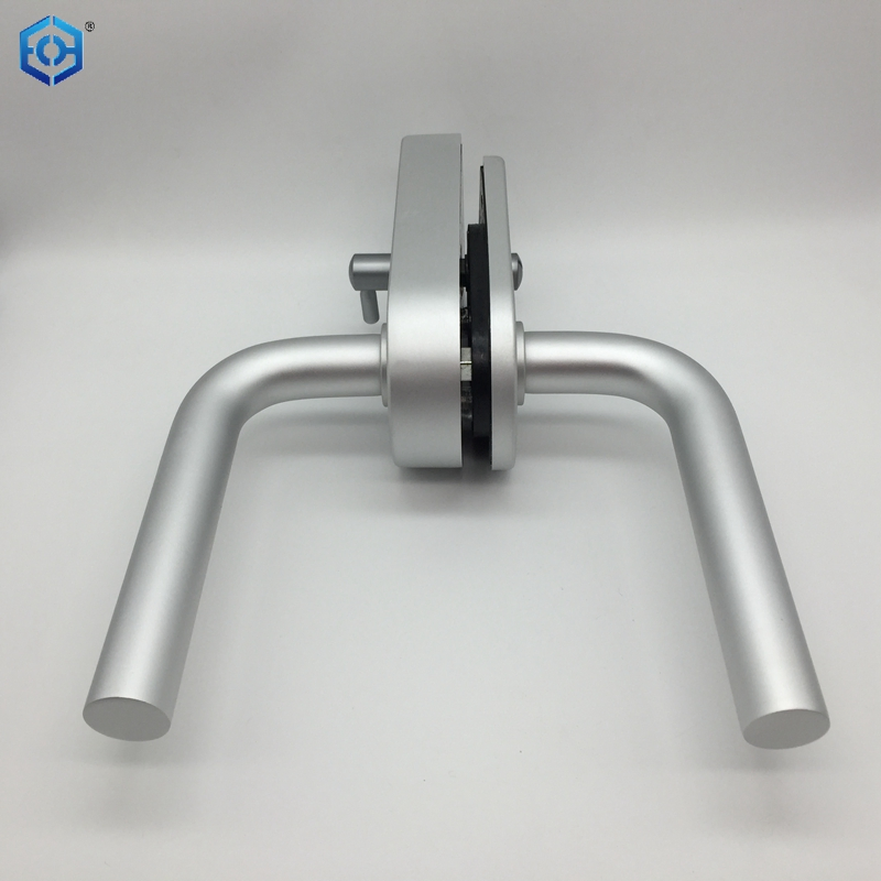 Silver Aluminum Swing Tempered Handle Lock Bathroom Glass Door Lock with Indicator