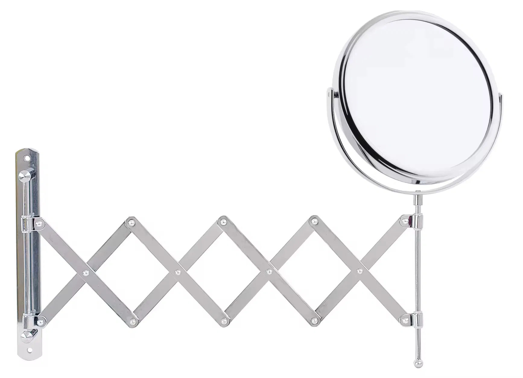 High Quality Double Sides Round Metal Bathroom Shaving Magnifying Makeup Extendable Mirror