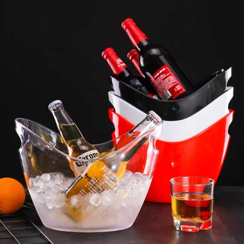 Color Customized Champagne Wine Beer Transparent Plastic Light Ice Bucket