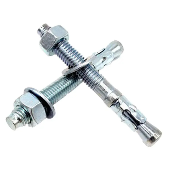M6-M24 Wedge Anchor Through Bolt Concrete Fastener Yellow White Zinc Galvanized Carbon Steel Threaded Expansion Bolt China Factory