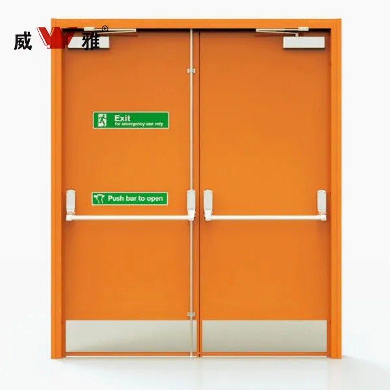 Reliable Galvanized Steel Fire Door with Panic Push Bar Hardware Steel Door for Stadium Access