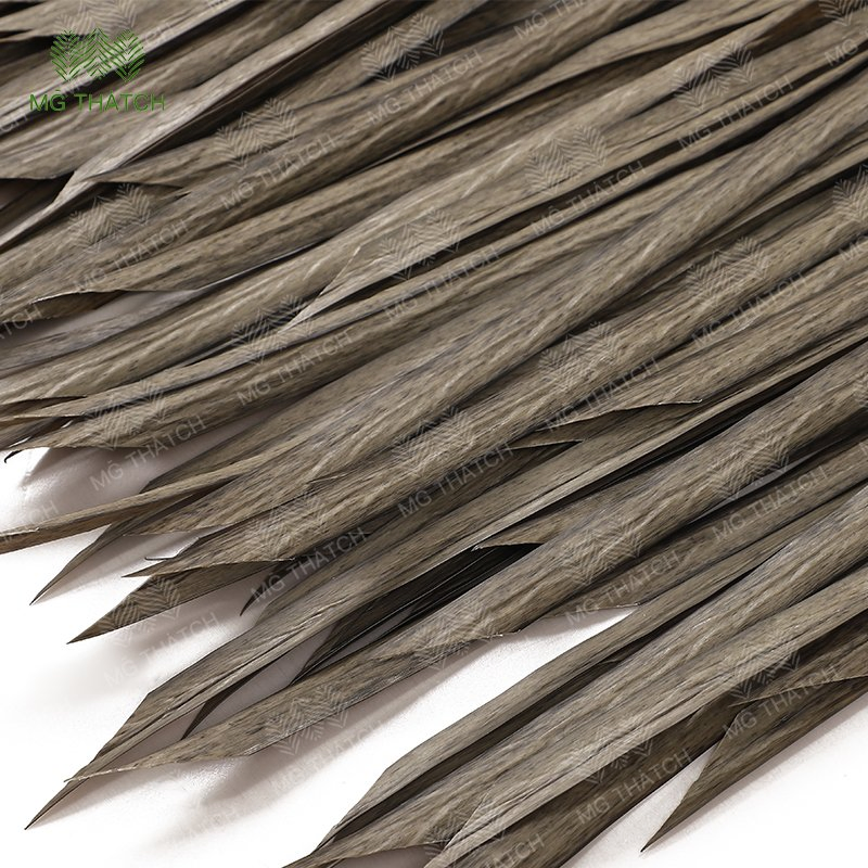 Grey Color Tiki Straw Thatch Flame Resistant Synthetic Artificial Thatch for Hotel Resort