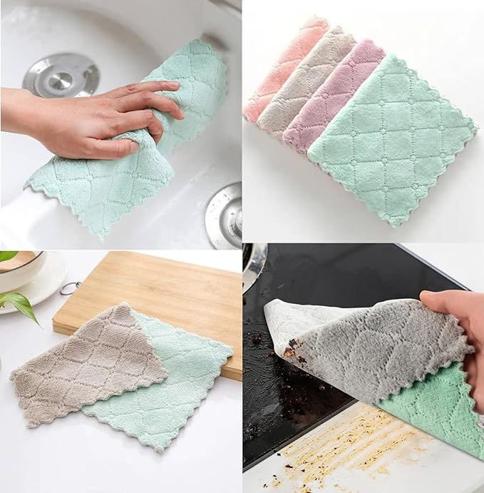Microfiberkitchen Towel Quick Dry Washcloth Coral Velvet Dishtowel
