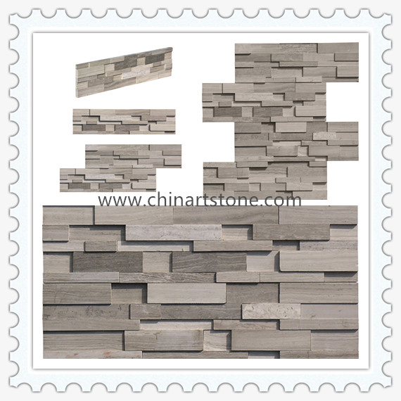 China White Wooden Marble Slate Culture Stone for Wall Cladding