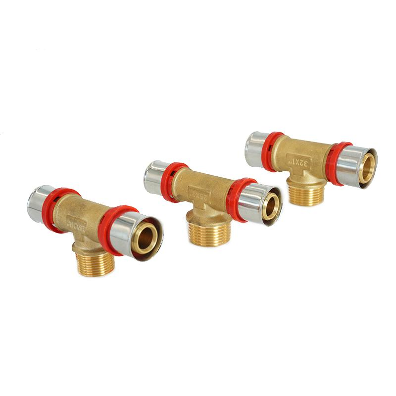Bornic Underfloor Heating Press Pipe and Fitting Pex 20-32mm Female Thread Tee Brass Pex Fittings