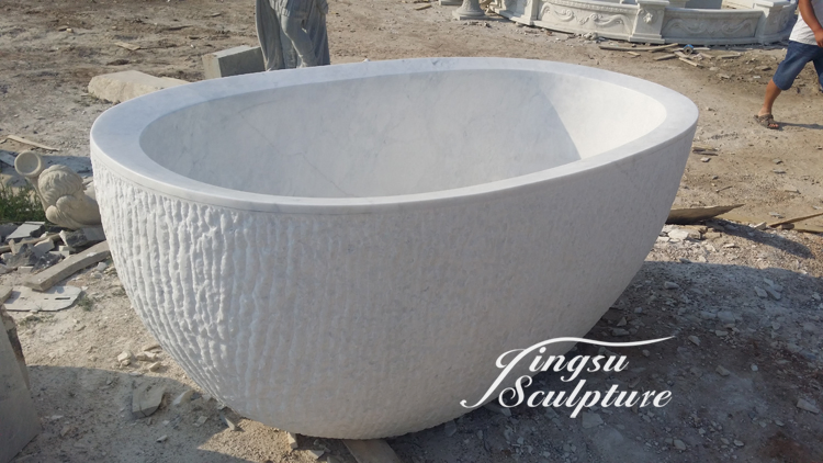 Hot Sale Home Used Hand Carved Carrara White Marble Bathtub