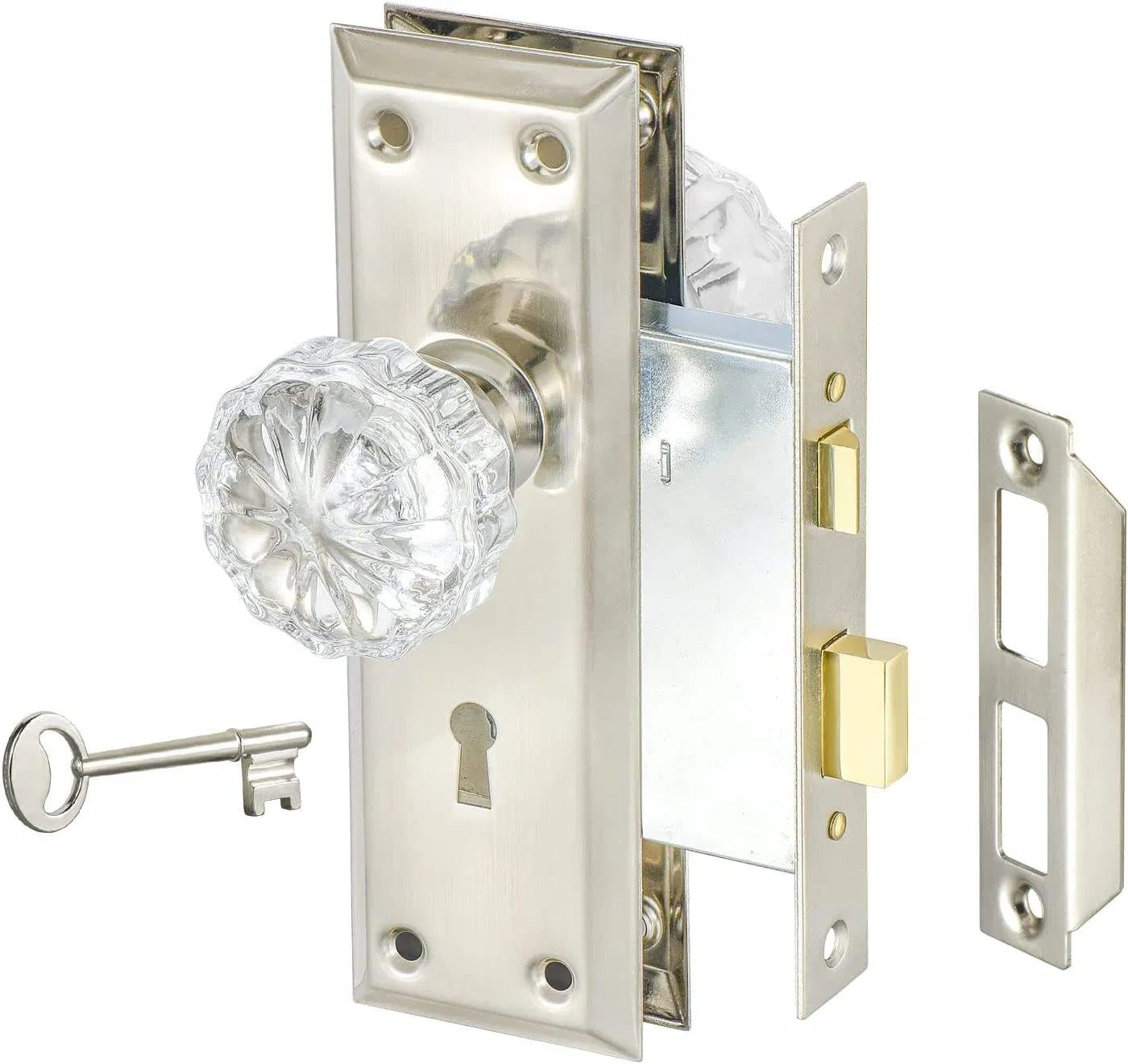 Heavy Duty Crystal Glass Knob Lever Handle Quick Release Security Function for Door Lock Zinc Alloy