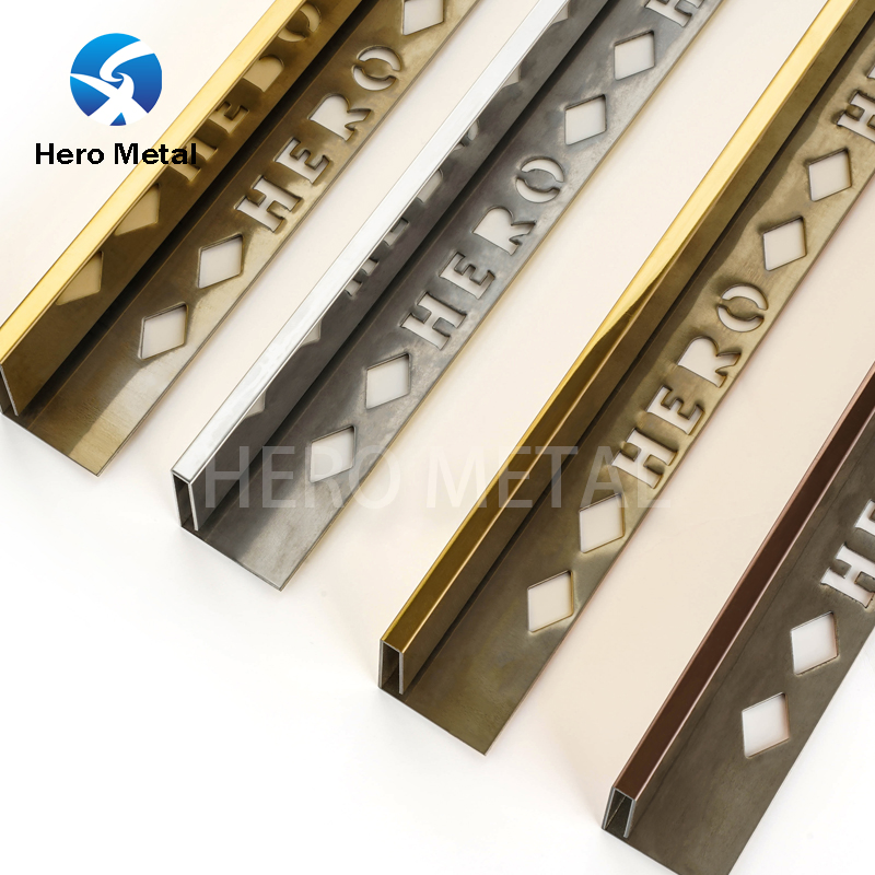 Hero Metal Light 304 Profile for Shower Room Profiles Bar Housing Profiles and Door Enclosure Stainless Steel Strip Tile Trim