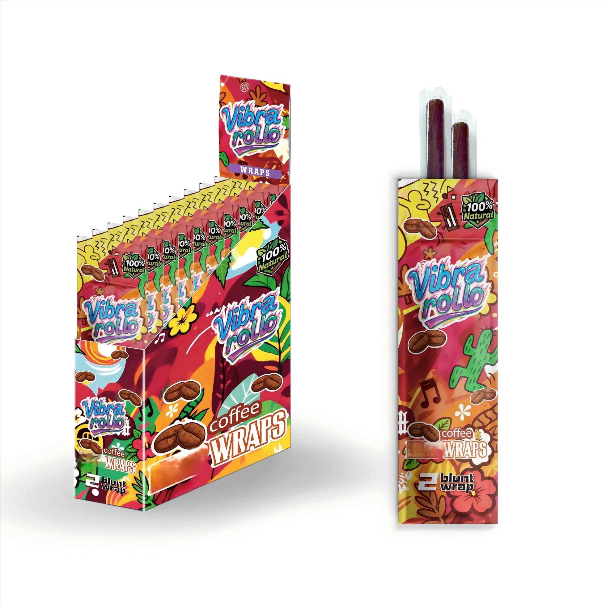 Flexible Natural Plant Custom Coffee Flavor Rolled Blunt Wraps