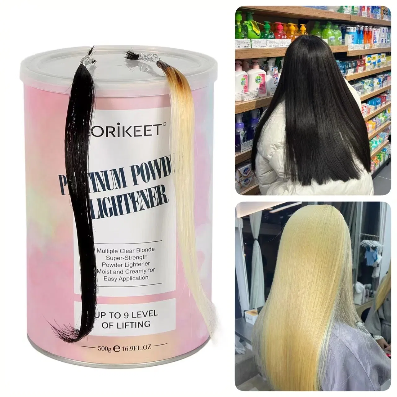 Free Samples Hair Bleaching Color Powder Lift up to Level 9/10/11 Lightening