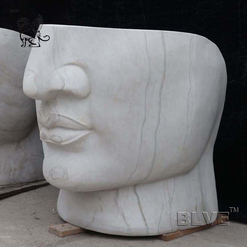 Factory Modern Abstract Creative Garden Natural Stone Granite Marble Human Face Park Chair Sculpture