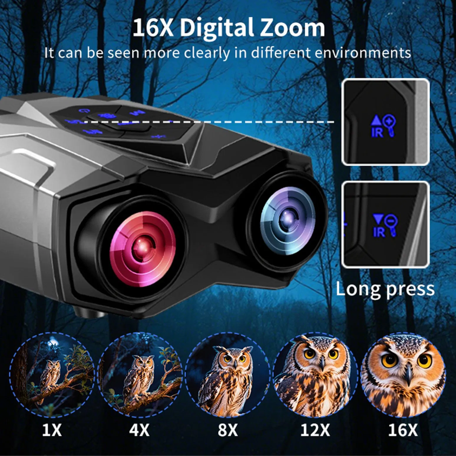 Binocular Night Vision Telescope Goggles 16X Digital Zoom Rechargeable Infrared with 4.5inch Large Screen Camp Outdoor Wildlife