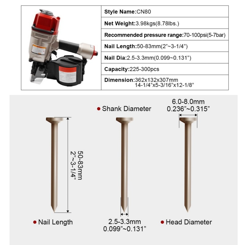 Пневматический гвоздезабиватель CN80 для паллет и обшивки