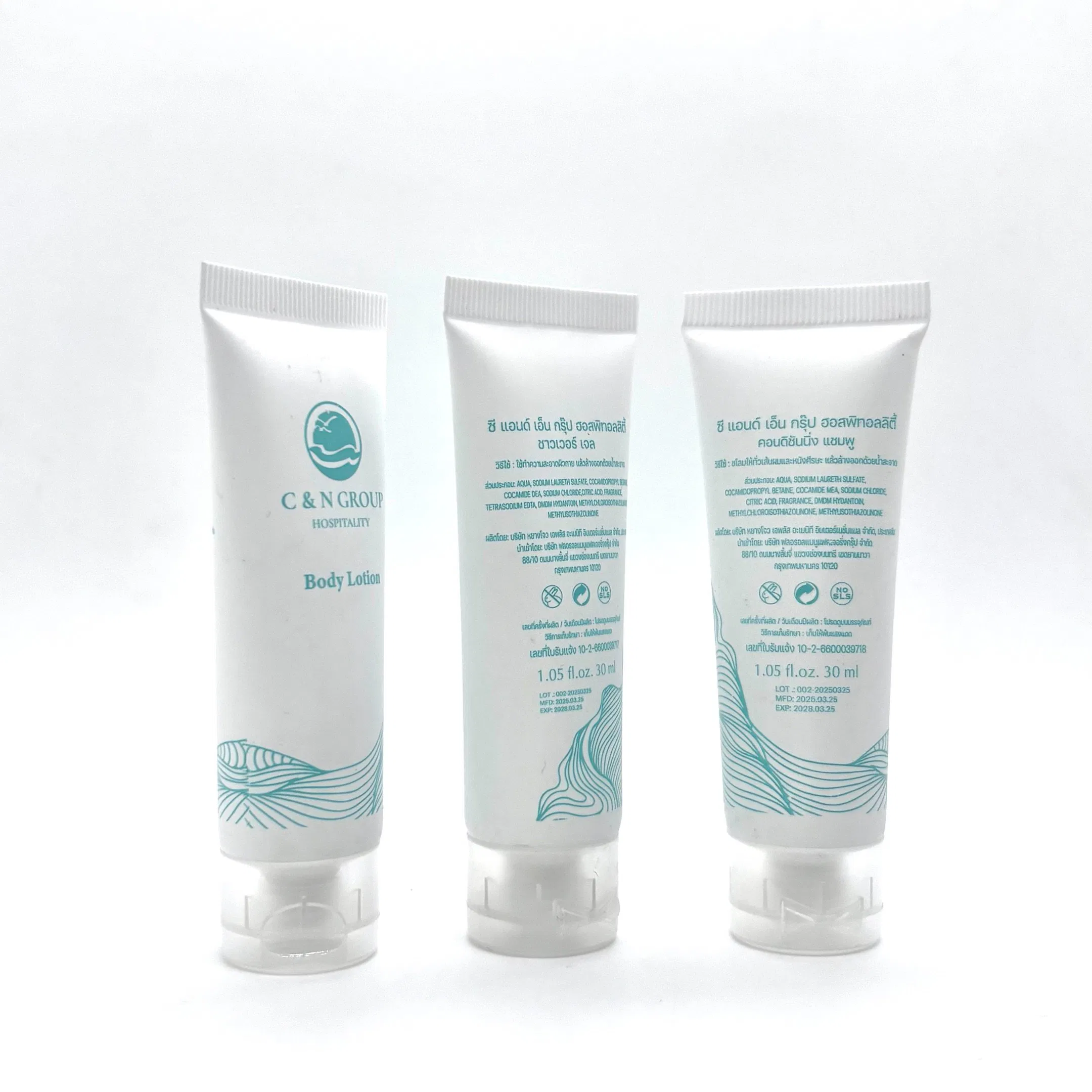 30ml White PE Tube Shampoo Three-Piece Set with Transparent Frosted Flip Cap 02