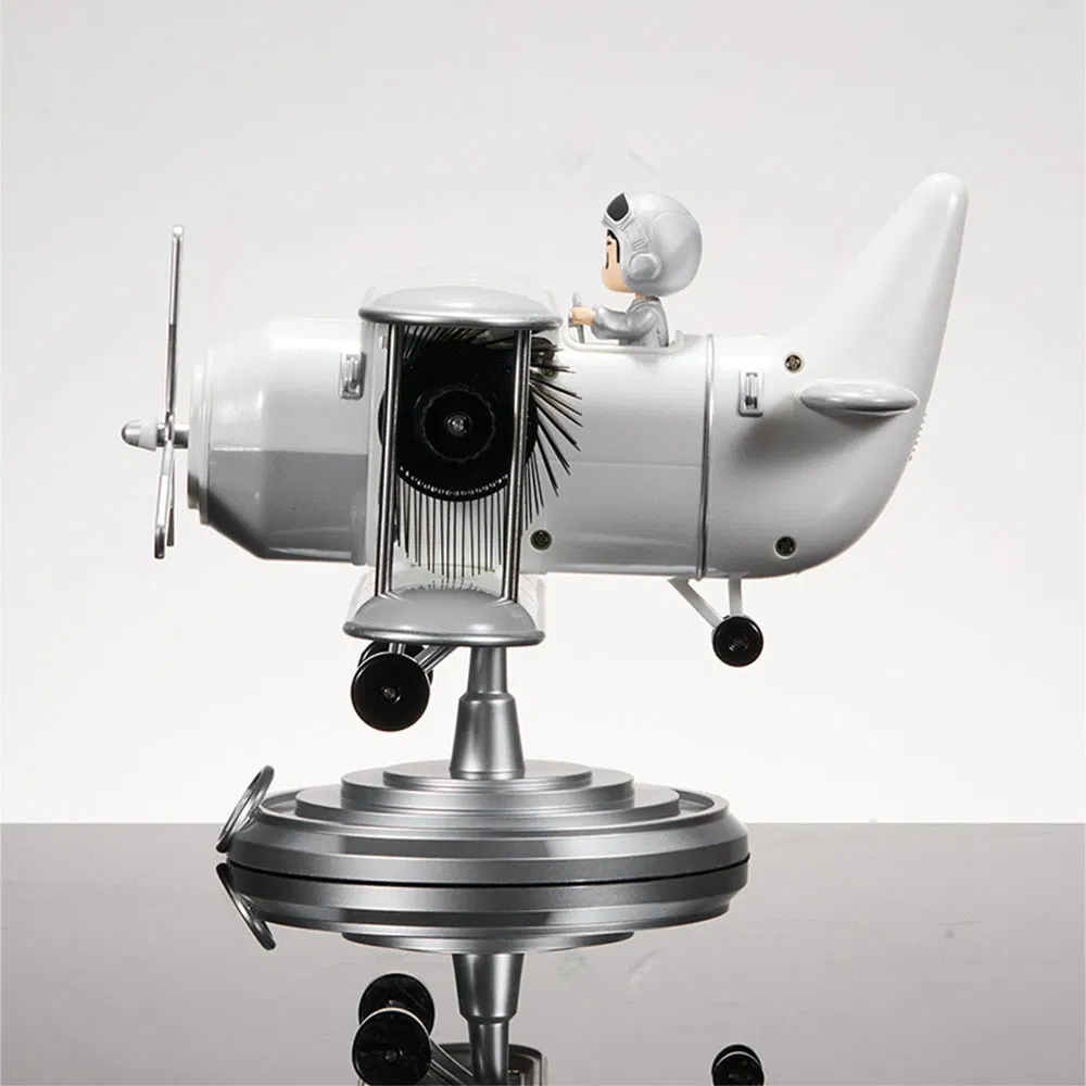 Hight Quality Retro Mechanical Airplane Page Flip Quiet Table Clock