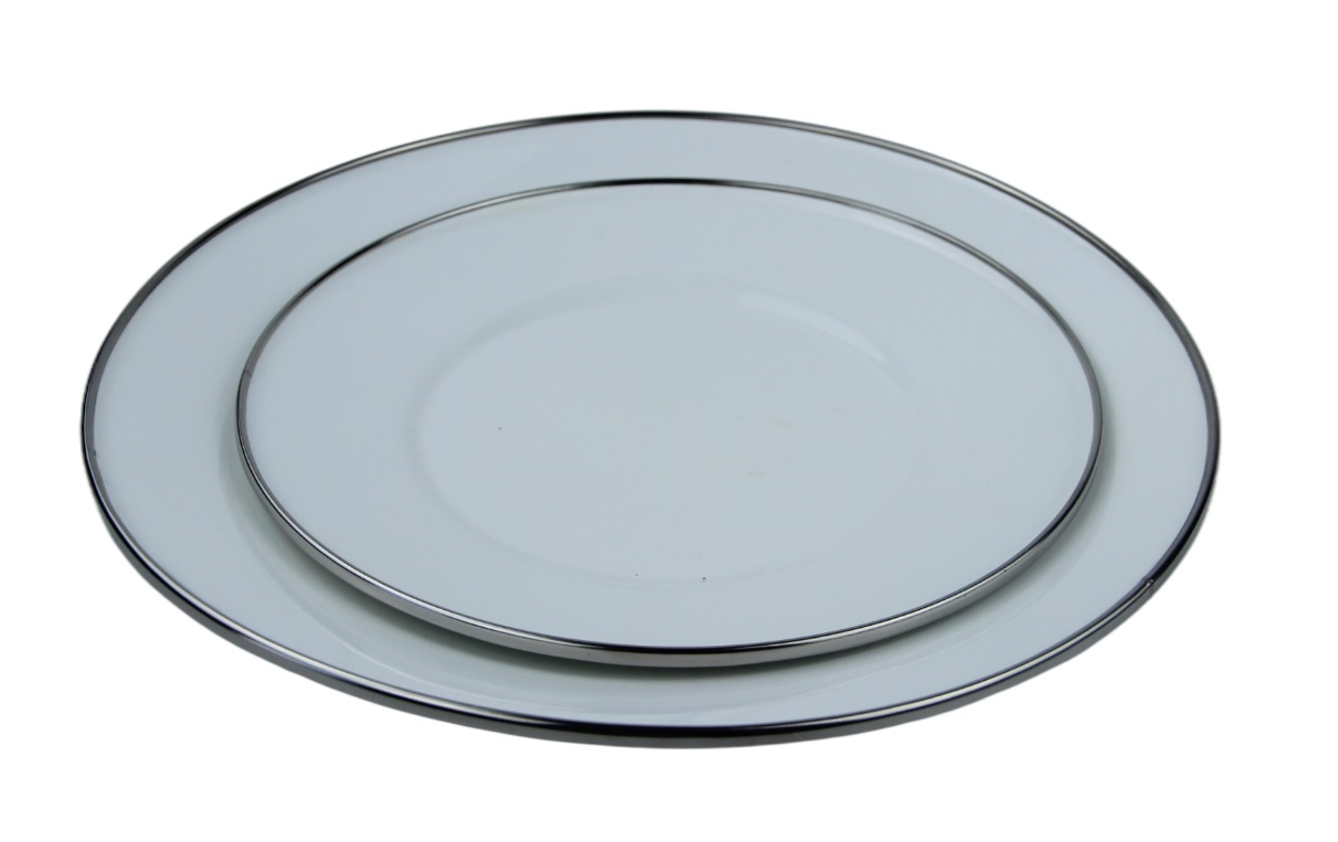 Cutom Logo 20cm 26cm Retro Steel Enamel Tableware Soup Plate Food Plate