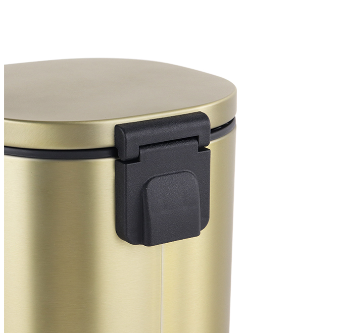 5L Golden Pedal Bin Soft Close Dust Bin Rectangular Shape Waste Bins for Bathroom Kitchen Office