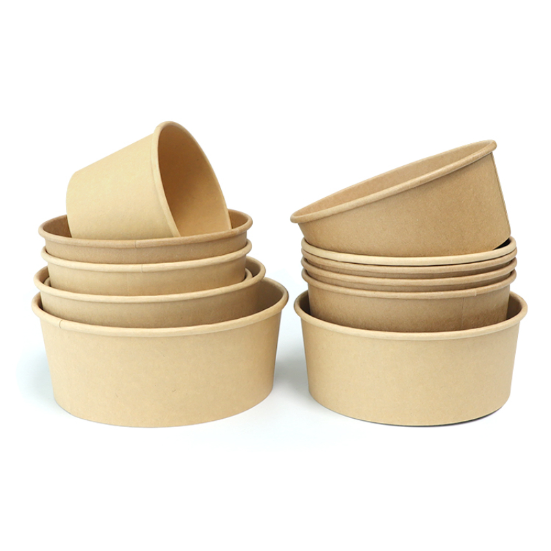 Custom Print Biodegradable Disposable Leakproof Round Kraft Paper Salad Bowl
