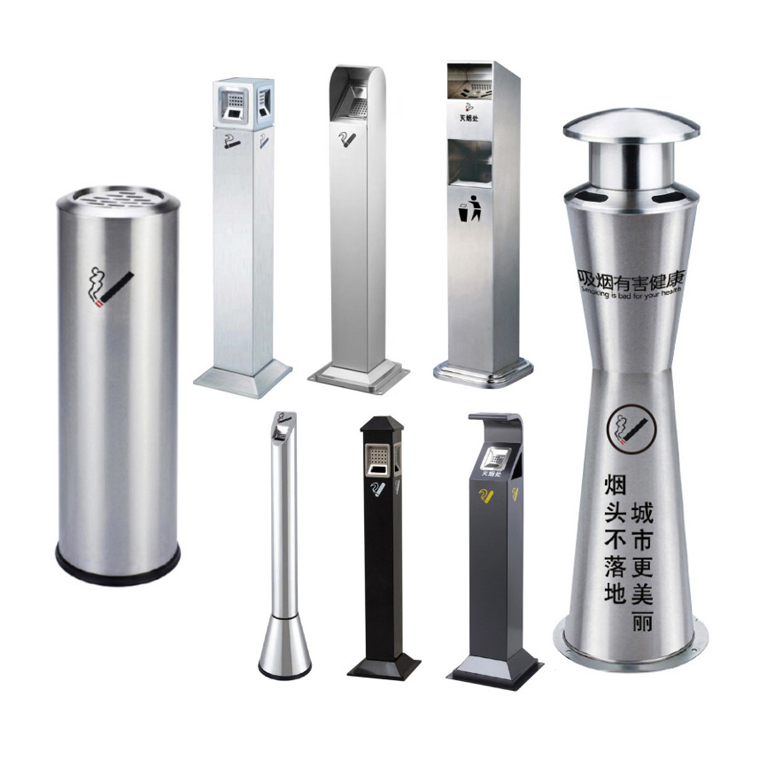 Multifunctional Bin Contemporary Stainless Commercial Can Steel Ash Receptacle for Public Spaces
