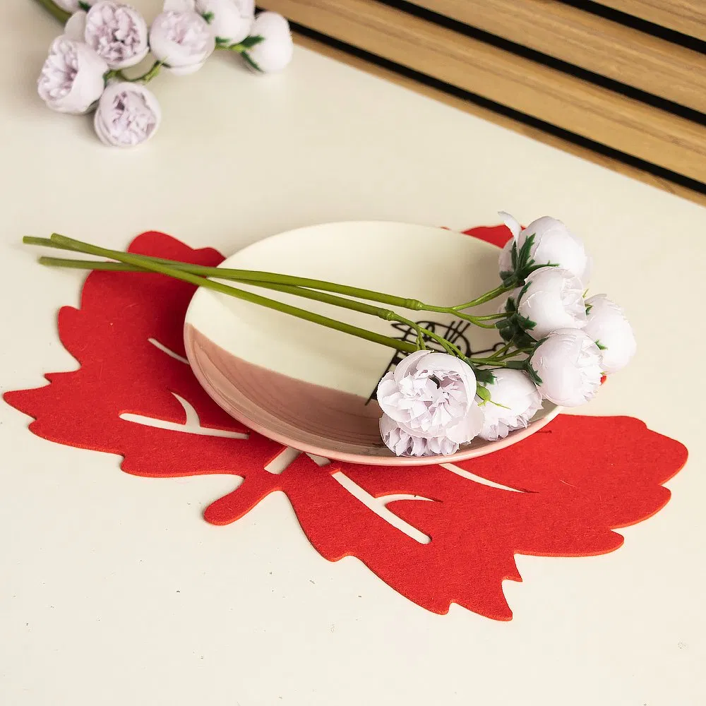 Felt Maple Leaf Placemat High Quality Laser Cutting Autumn Harvest Leaf Coasters Placemat Autumn Thanksgiving Placemat