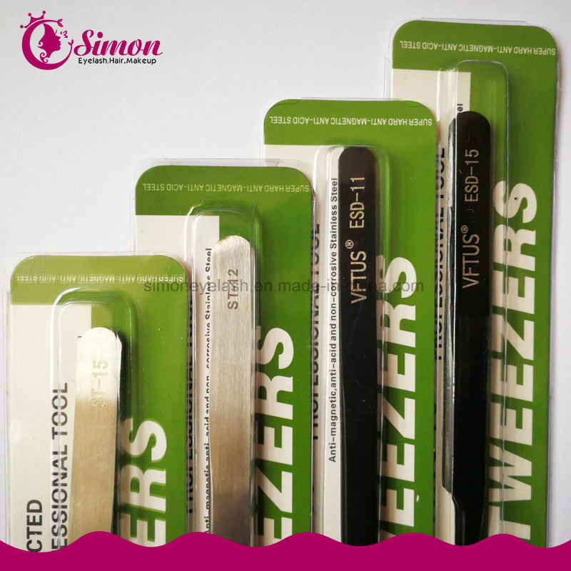 Stainless Steel Eyelash Exension Vftus Tweezers ESD11