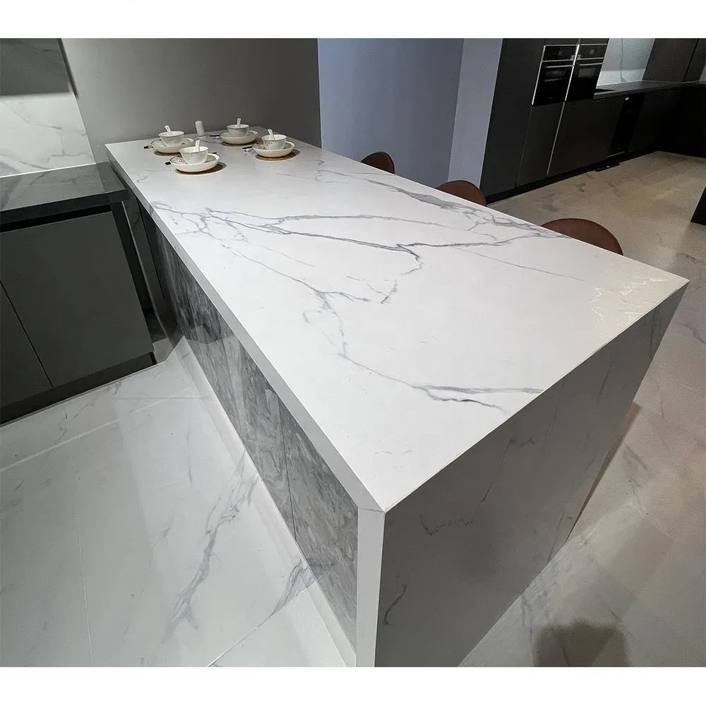 Modern Marble Style Sintered Stone White Color Kitchen Cabinet Countertop