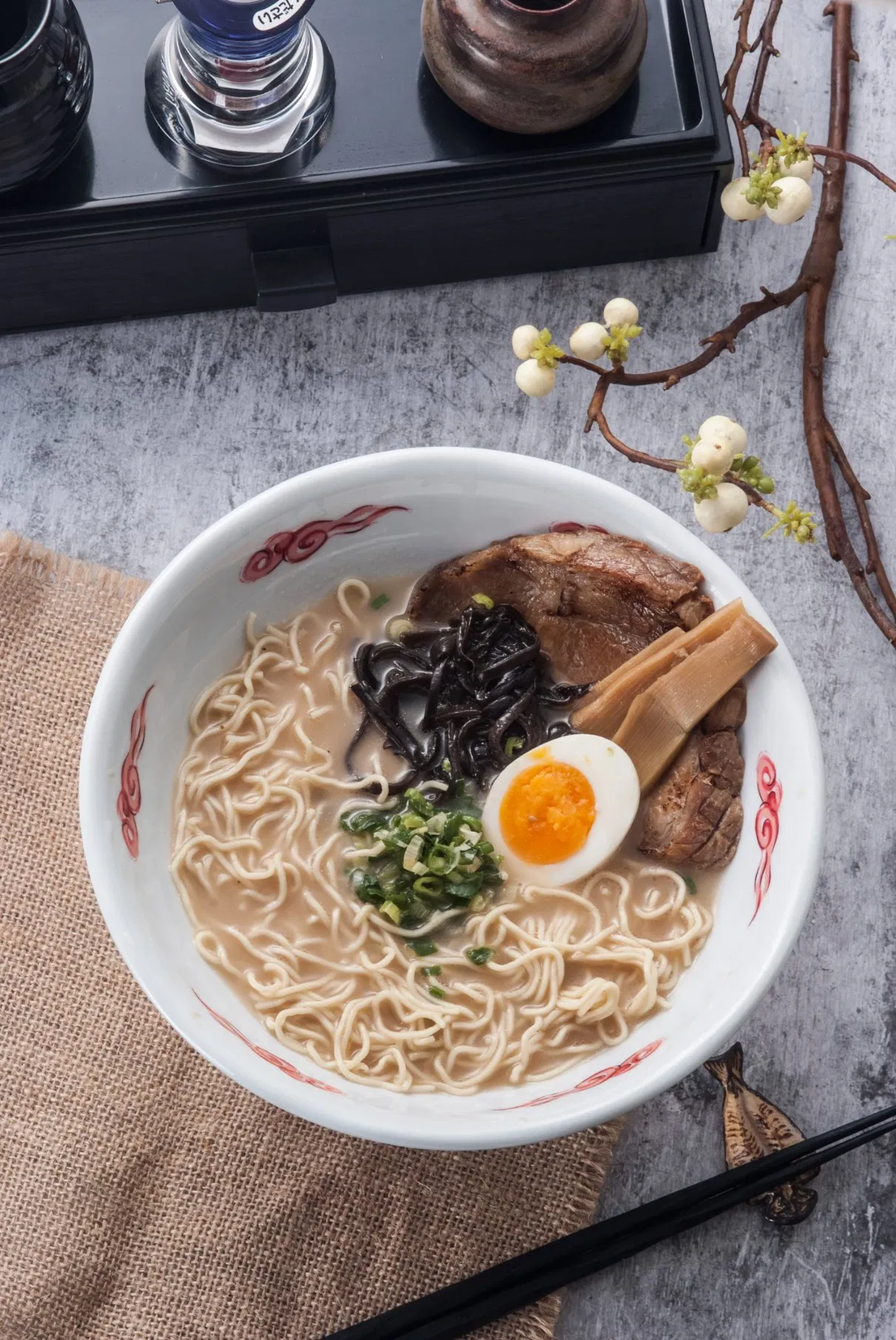 Blue Lines Pattern Melamine Bowls 9 Inch 1300ml Japanese Ramen Noodles Serving Bowl