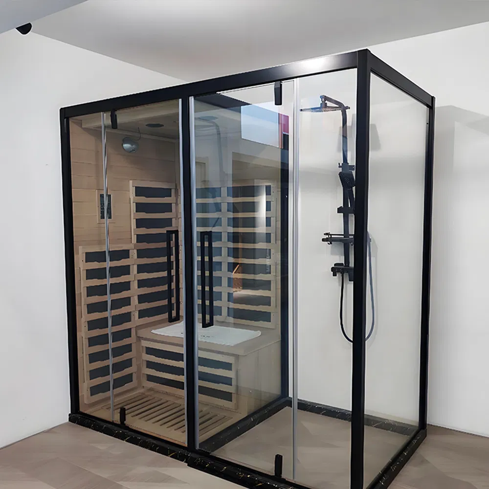 Big Traditional Hemlock Relax Sauna for 2 Person with Glass Door