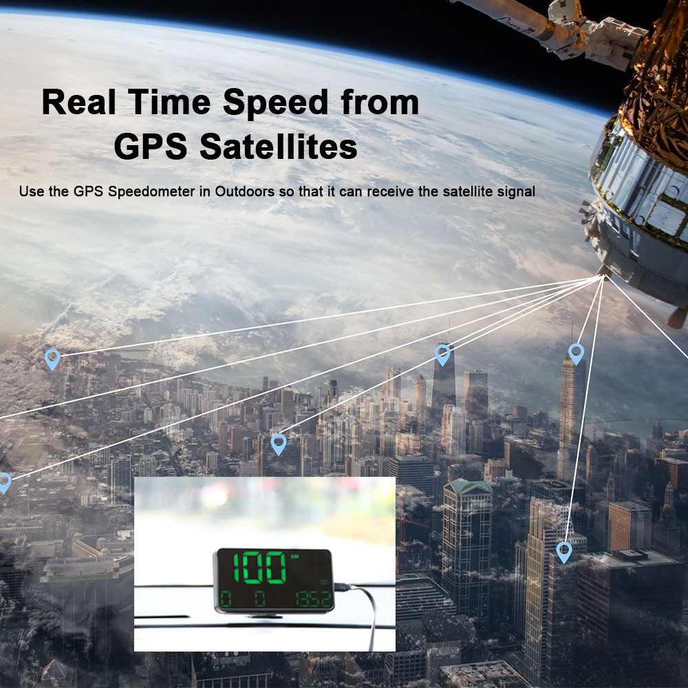 HUD дисплей автомобильный GPS спидометр на лобовое стекло C90