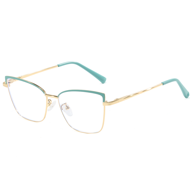 New Trendy Designer Square Cat Eye Spectacle Optical Metal Frames Eyeglasses Glasses for Women Ladies