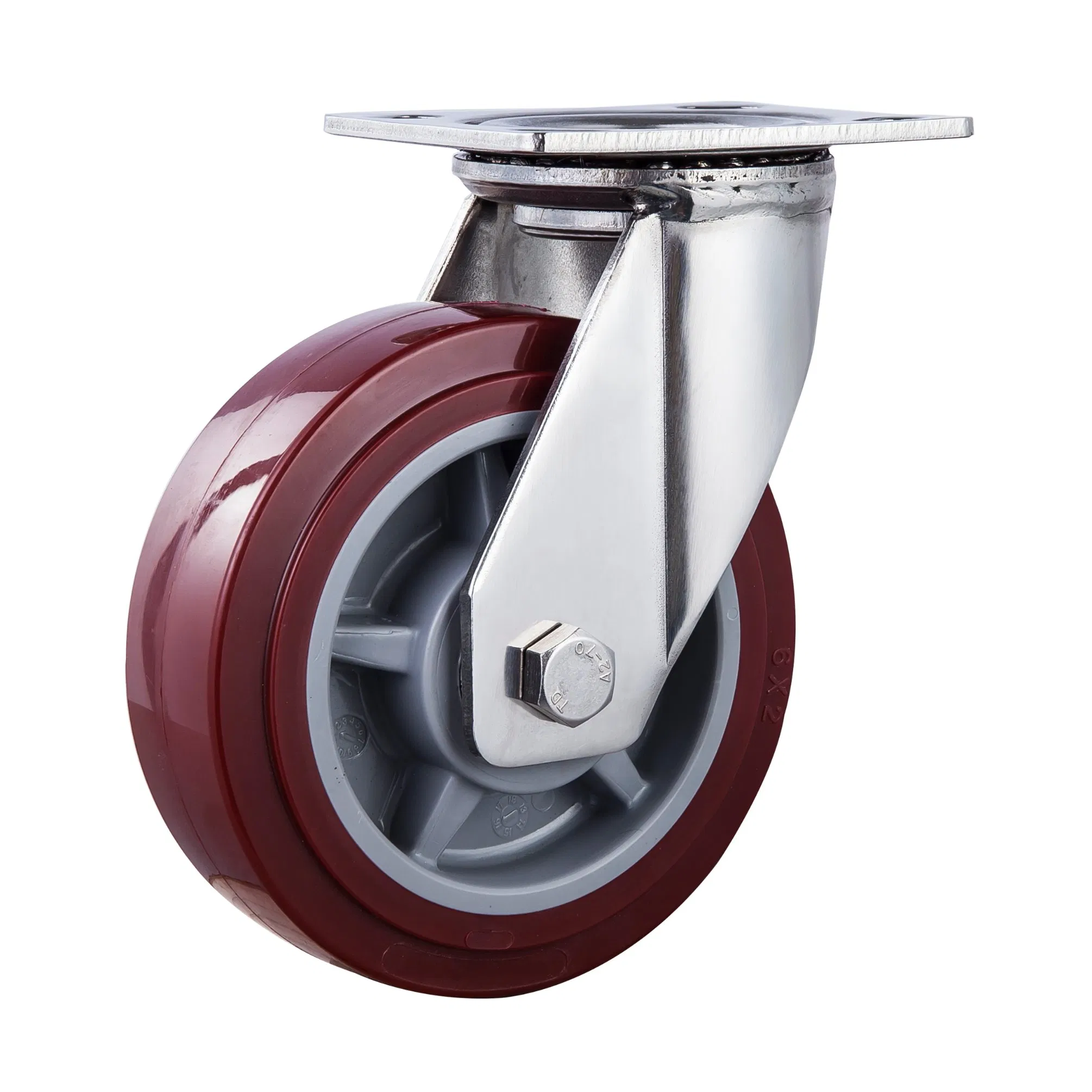 Heavy Duty Rotatable Steel Top Plate Pivoting Industrial PU Caster Wheel with Brake
