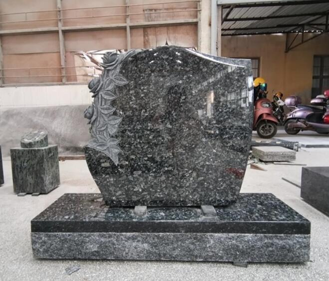 Natural Stone polished carving Blue Pearl Granite tombstone for Memorial/Dead/cemetery/graveyard