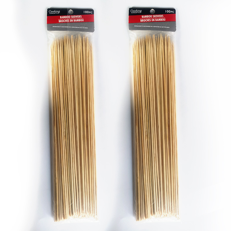 Biodegradable Disposable Bamboo Tableware 300mm Length Bamboo Stick Custom for BBQ