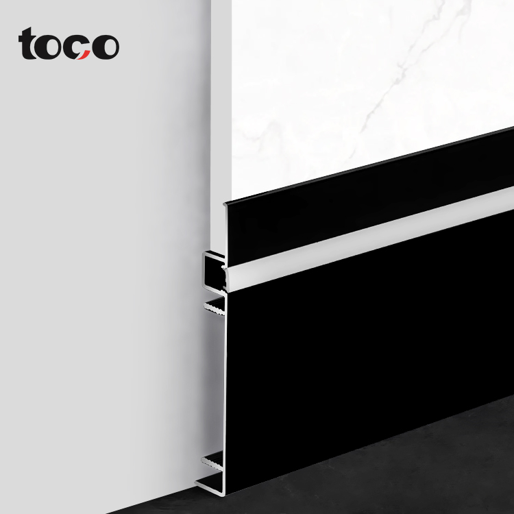 Simple Aluminium LED Profile Black White Baseboard Metal Aluminum Floor Skirting Board