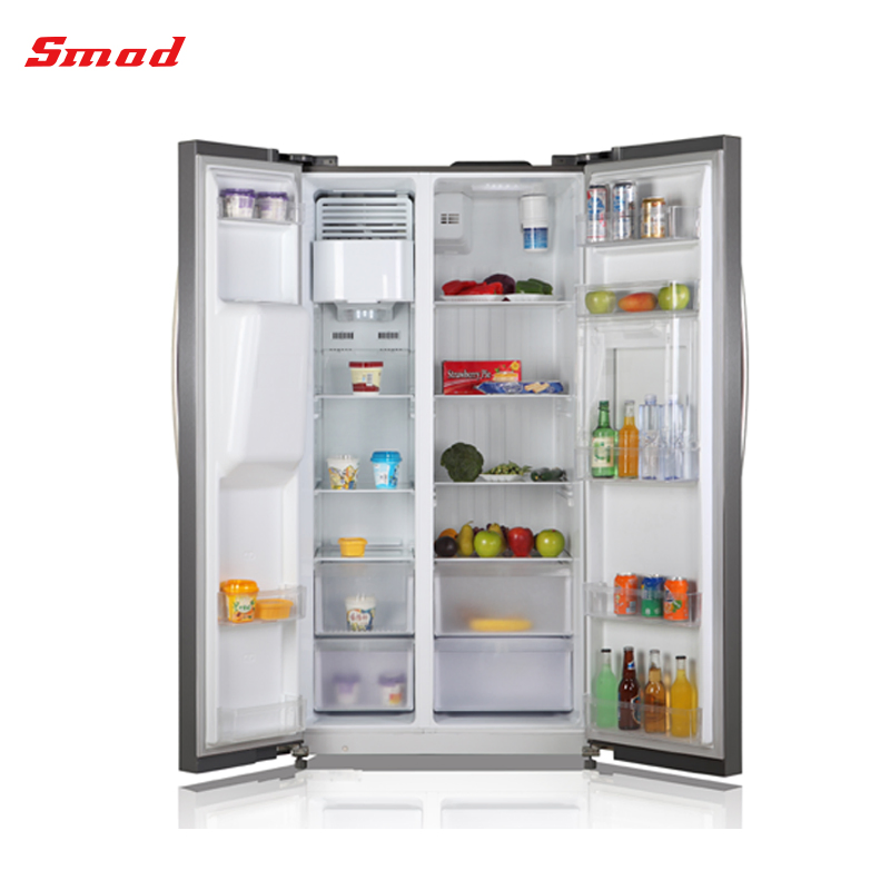 Home Appliance Kitchen Big Stainless Steel Automatic Defrost Ice Maker Side by Side Refrigerator with Water Dispenser