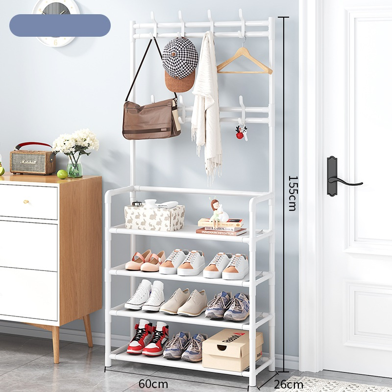 Shoe Rack Floor Standing Vertical Clothes Drying Metal Cloakroom