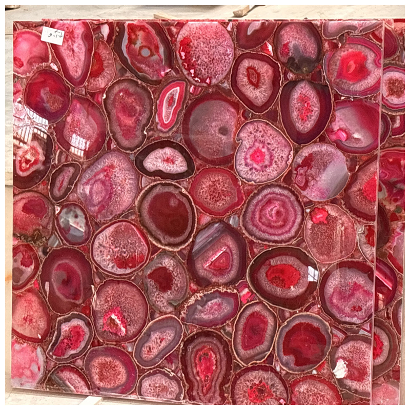 Semi-Precious Red Agate Gemstone Backlit Floor and Wall Tiles