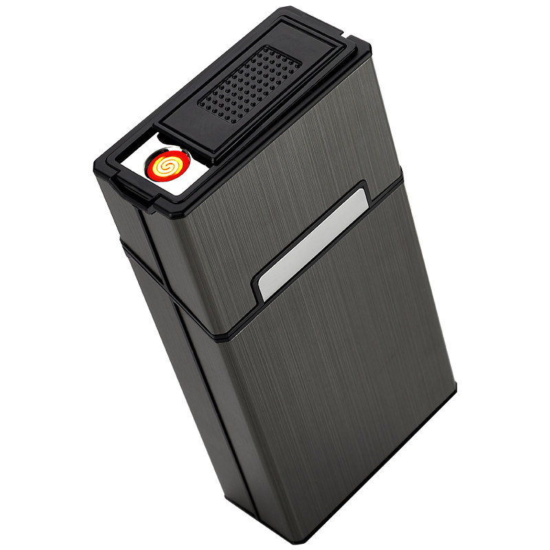 Square Aluminum Cigarette Case USB Rechargeable Lighte Cigarette Case for Slim Cigarettes