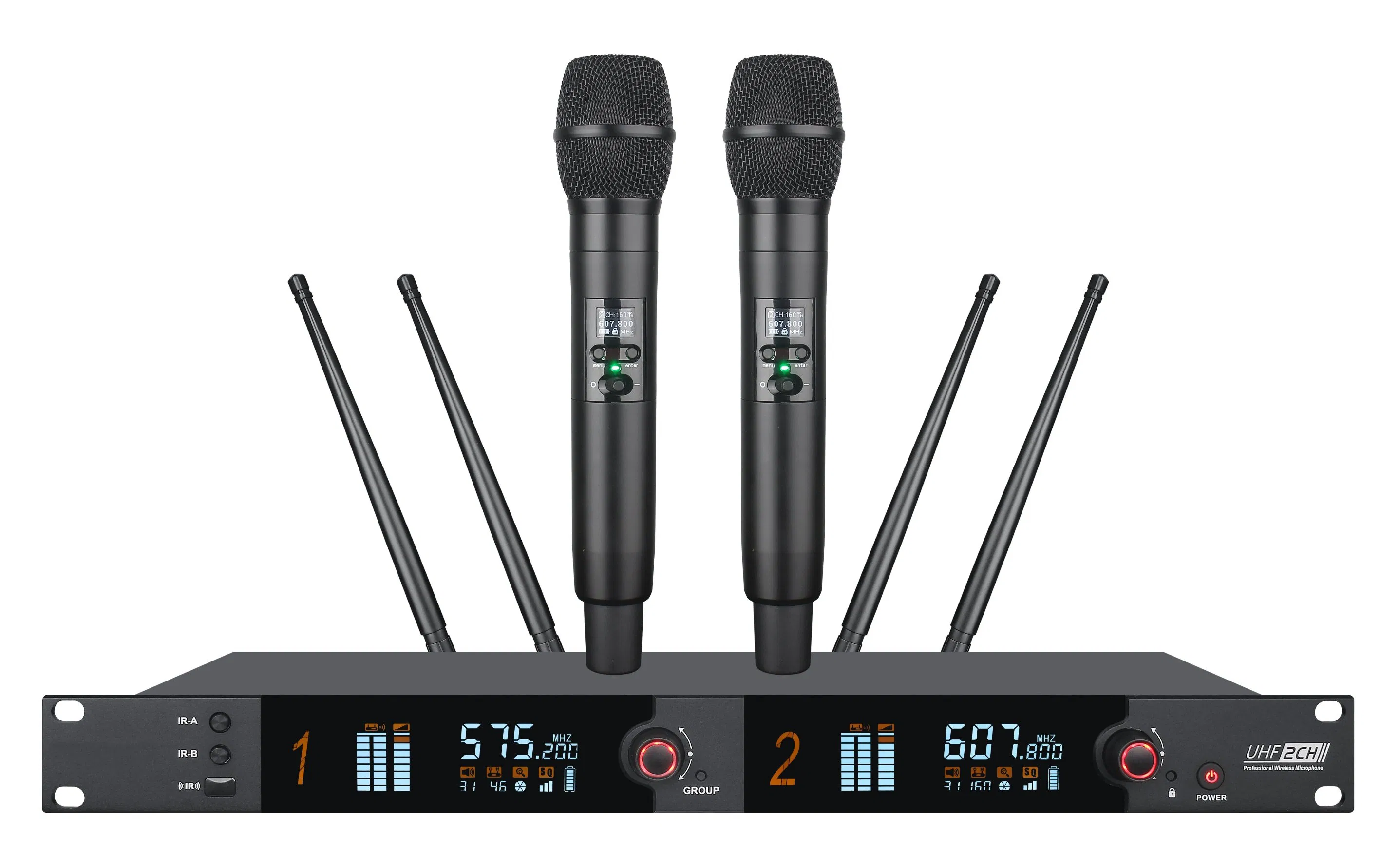 500MHz OEM UHF True Diversity Dual-Channel Wireless Microphone